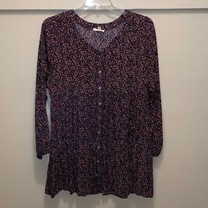 Easel. Navy floral long sleeve dress. Size Large.